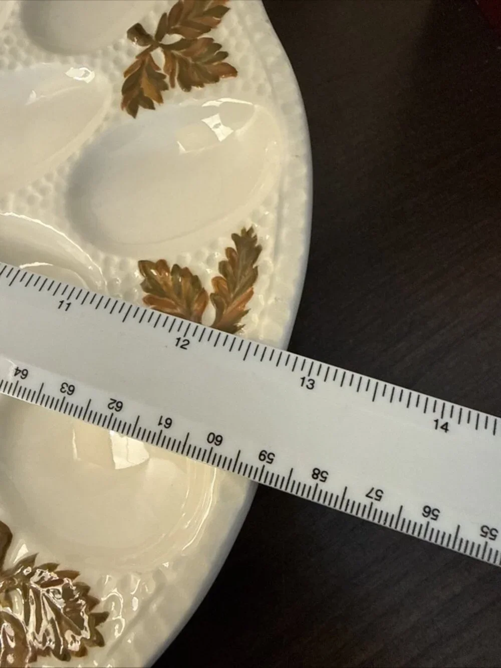 Vintage Thanksgiving Autumn Leaf Deviled Egg Platter Holds 24 eggs 13